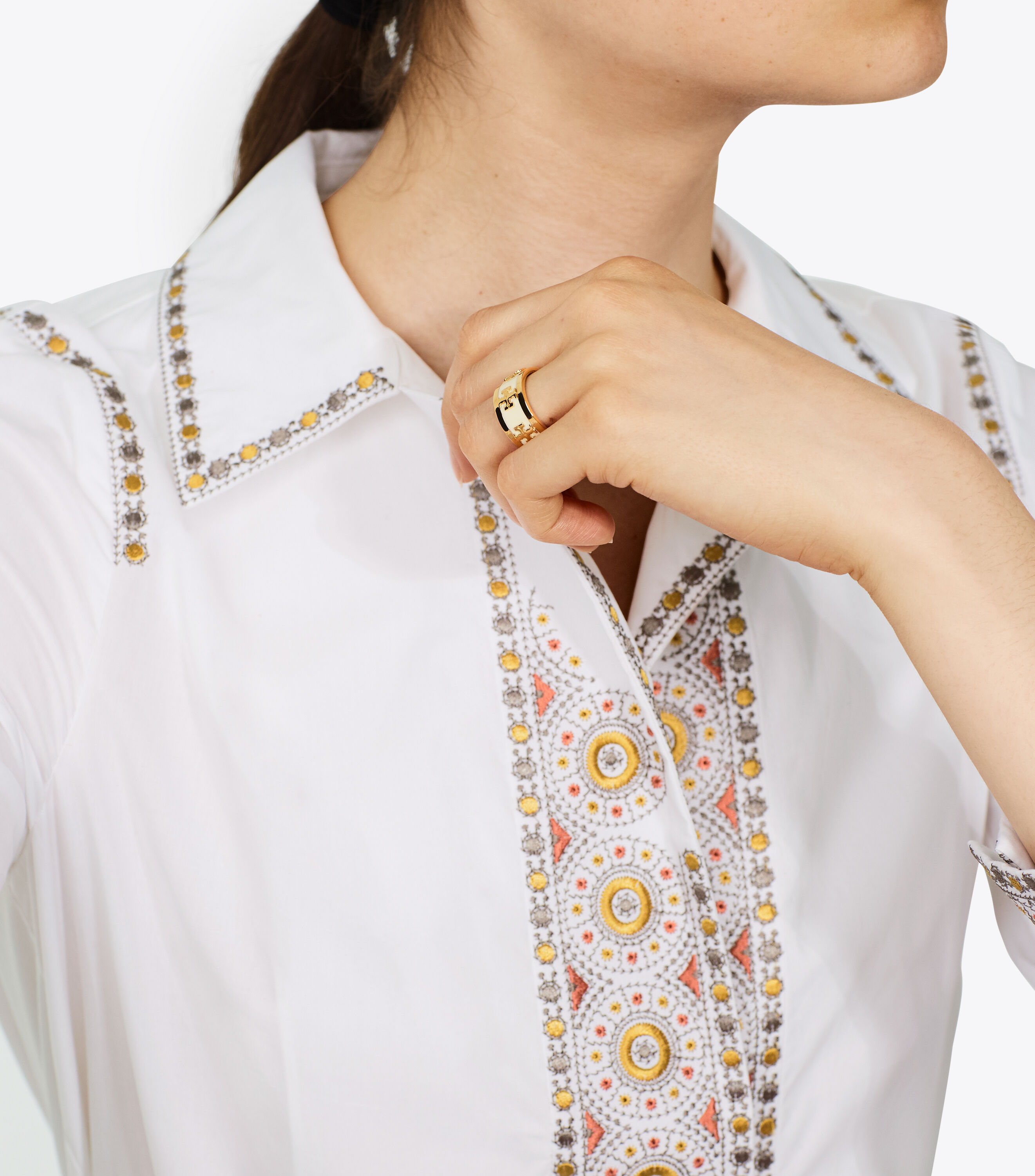 Enameled Raised Logo Ring Tory Burch KSA Navigation Tory Burch