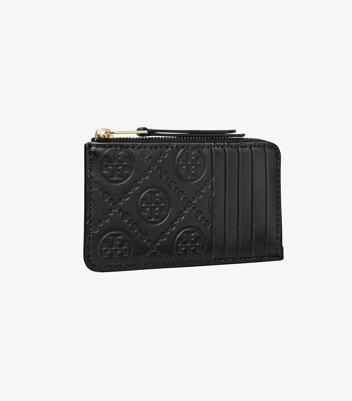 tory burch t monogram leather zip card case