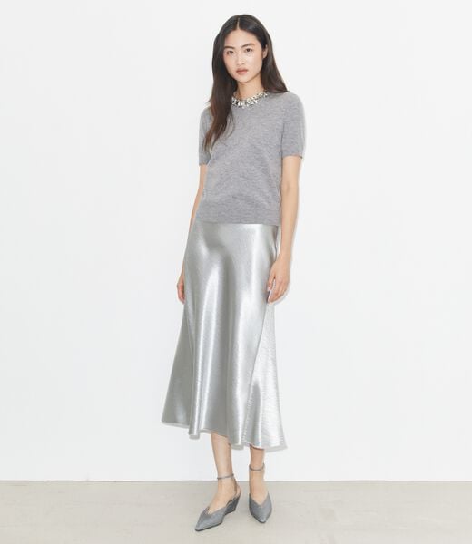 tory burch سترة صوفية بأكمام قصيرة ومزينة بالترتر