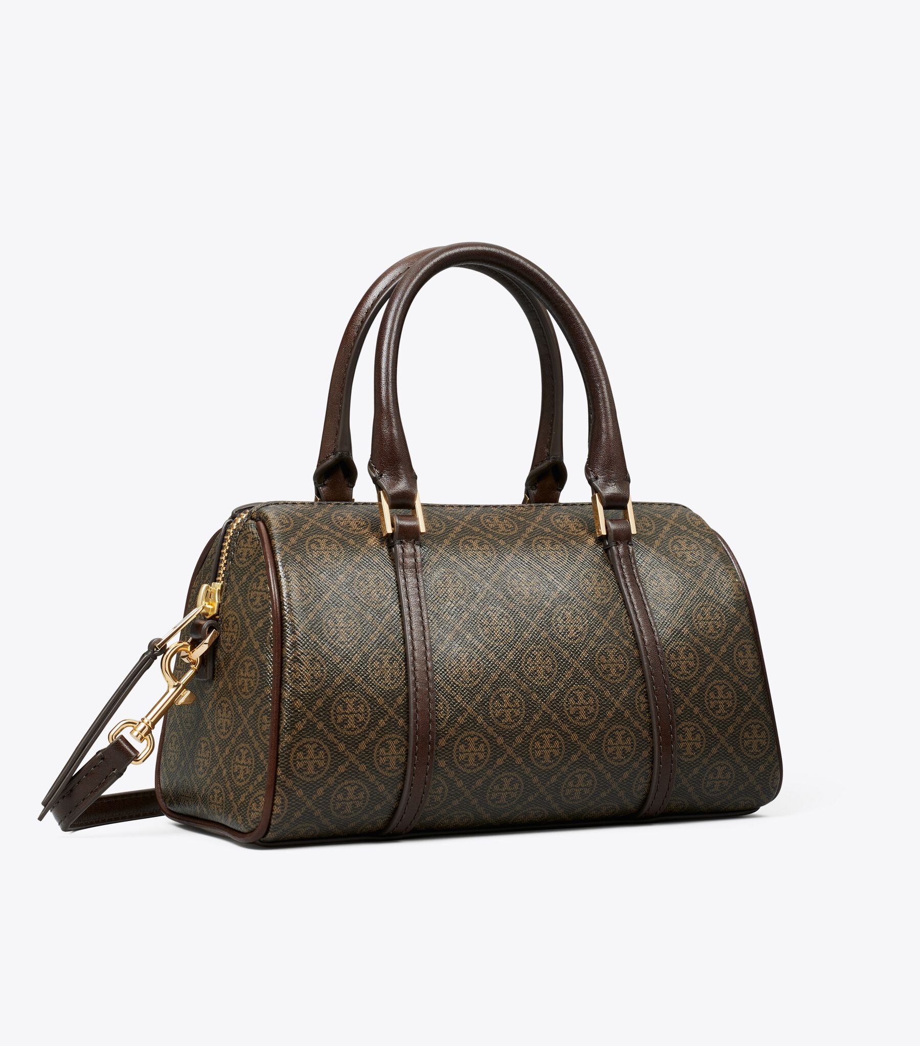 T Monogram Coated Canvas Petite Barrel Bag, French Press | Tory 