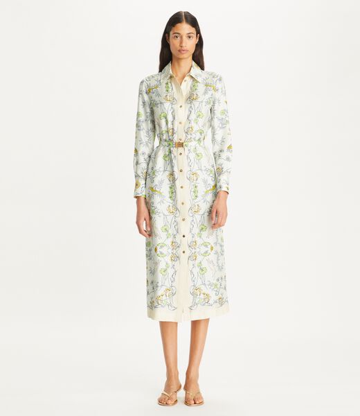 tory burch printed silk twill shirtdress