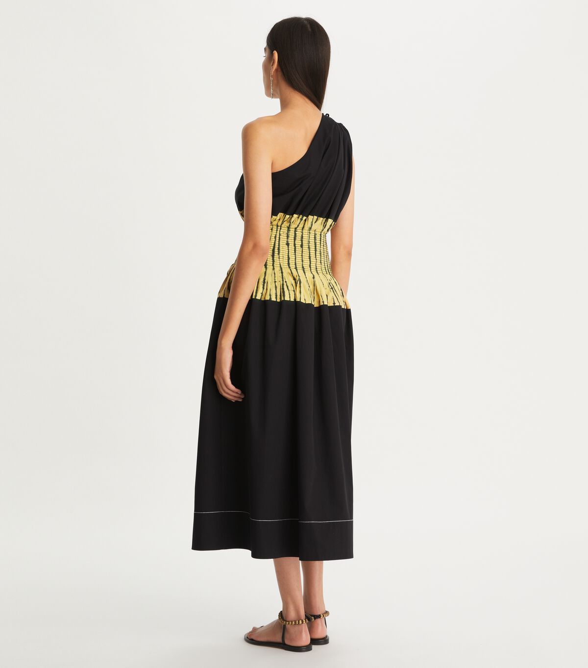 tory burch tie dye stripe colorblock one shoulder dress