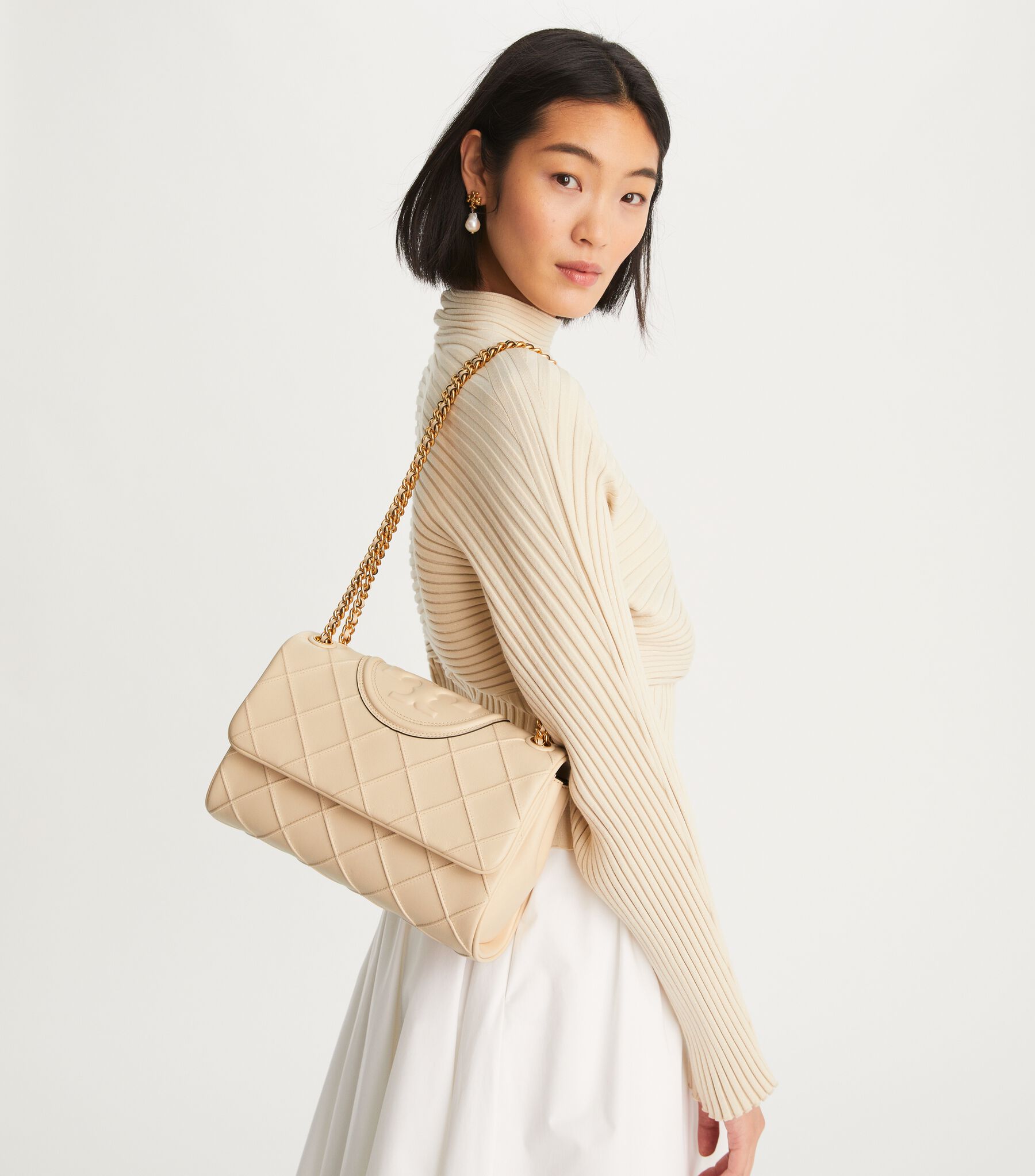 Fleming Soft Convertible Shoulder Bag, New Cream Tory Burch KSA