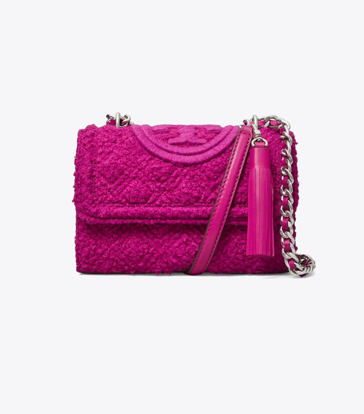 Small Fleming Bouclé Convertible Shoulder Bag tory burch small fleming boucl convertible shoulder bag