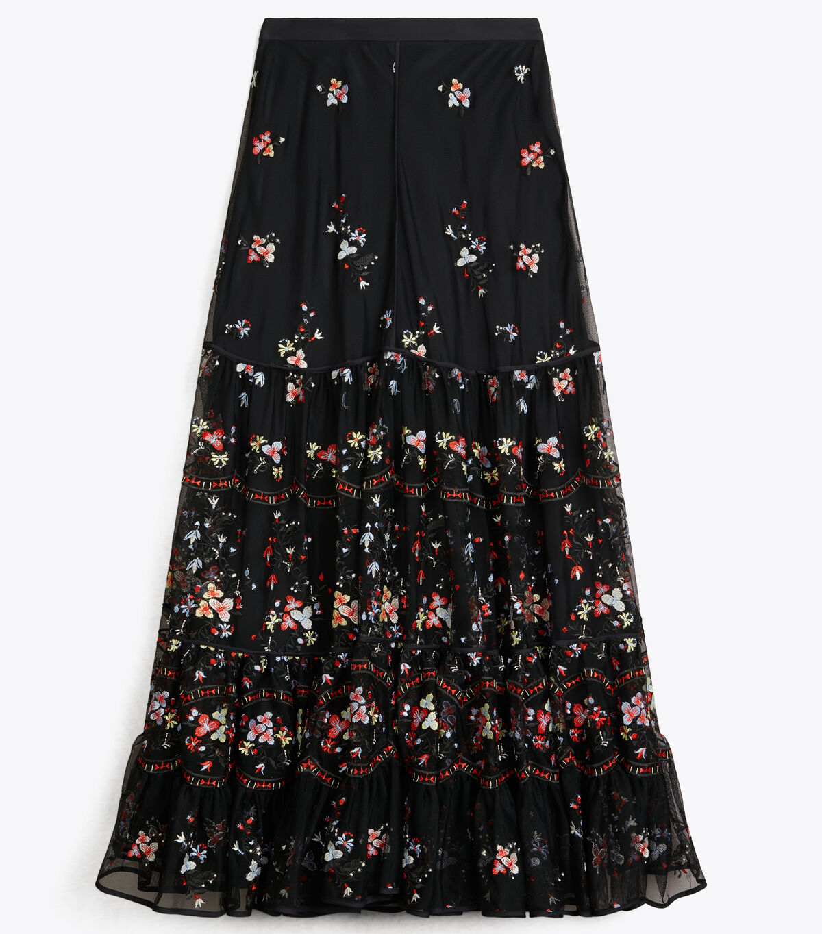 tory burch embroidered tulle skirt