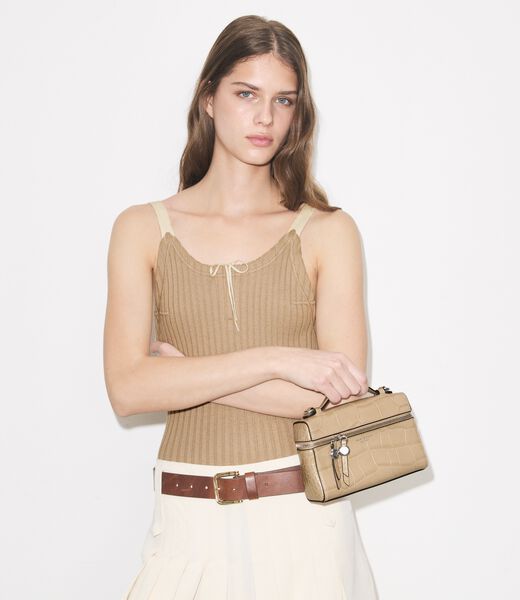 tory burch slim romy croc embossed top handle bag