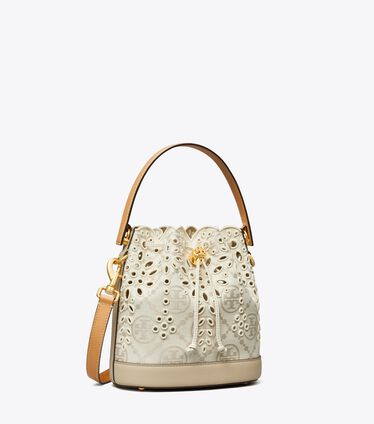 T Monogram Eyelet Bucket Bag