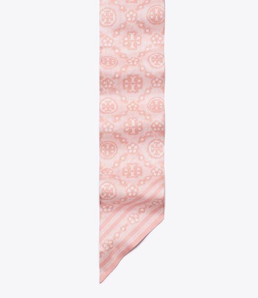 tory burch t monogram silk ribbon tie