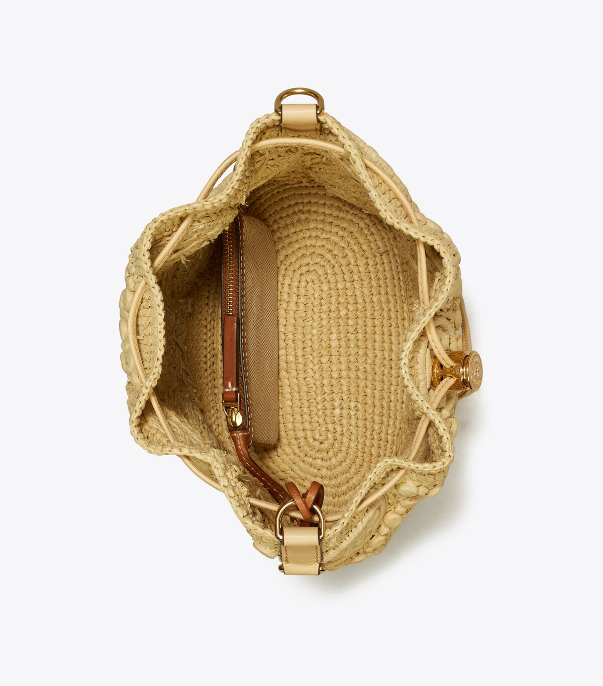 tory burch t monogram raffia bucket bag