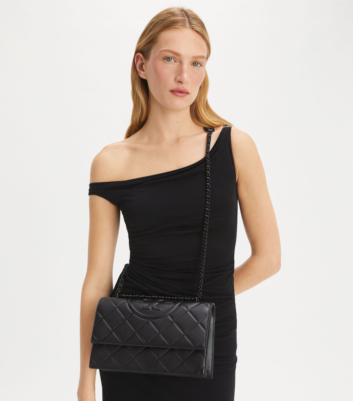 tory burch fleming polished grain convertible shoulder bag