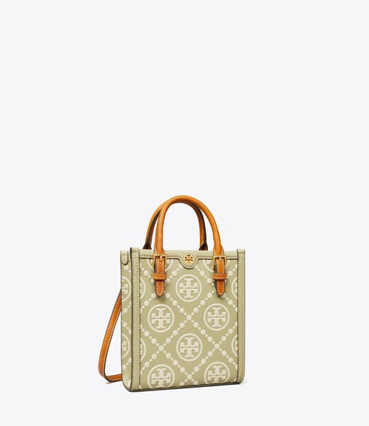 tory burch mini t monogram contrast embossed tote