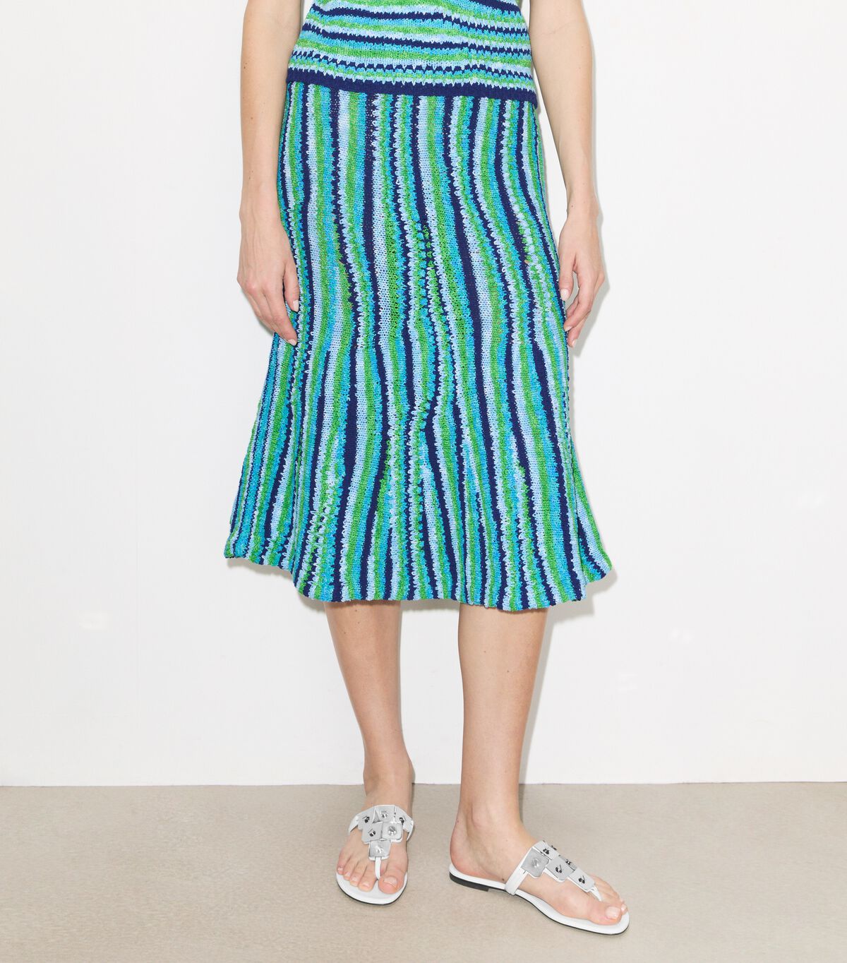 tory burch striped cotton skirt