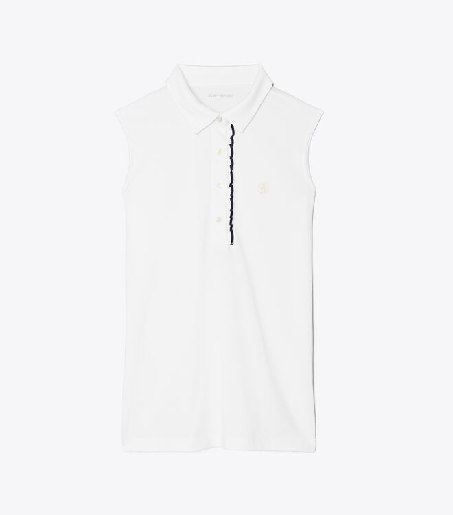Tech Piqué Sleeveless Ruffle Polo