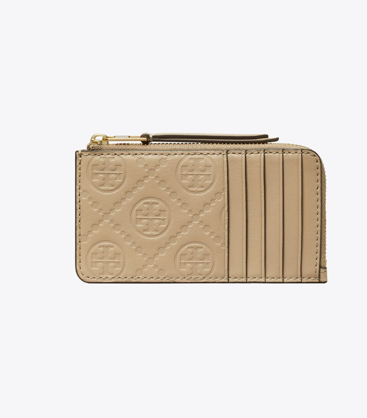 tory burch t monogram leather zip card case