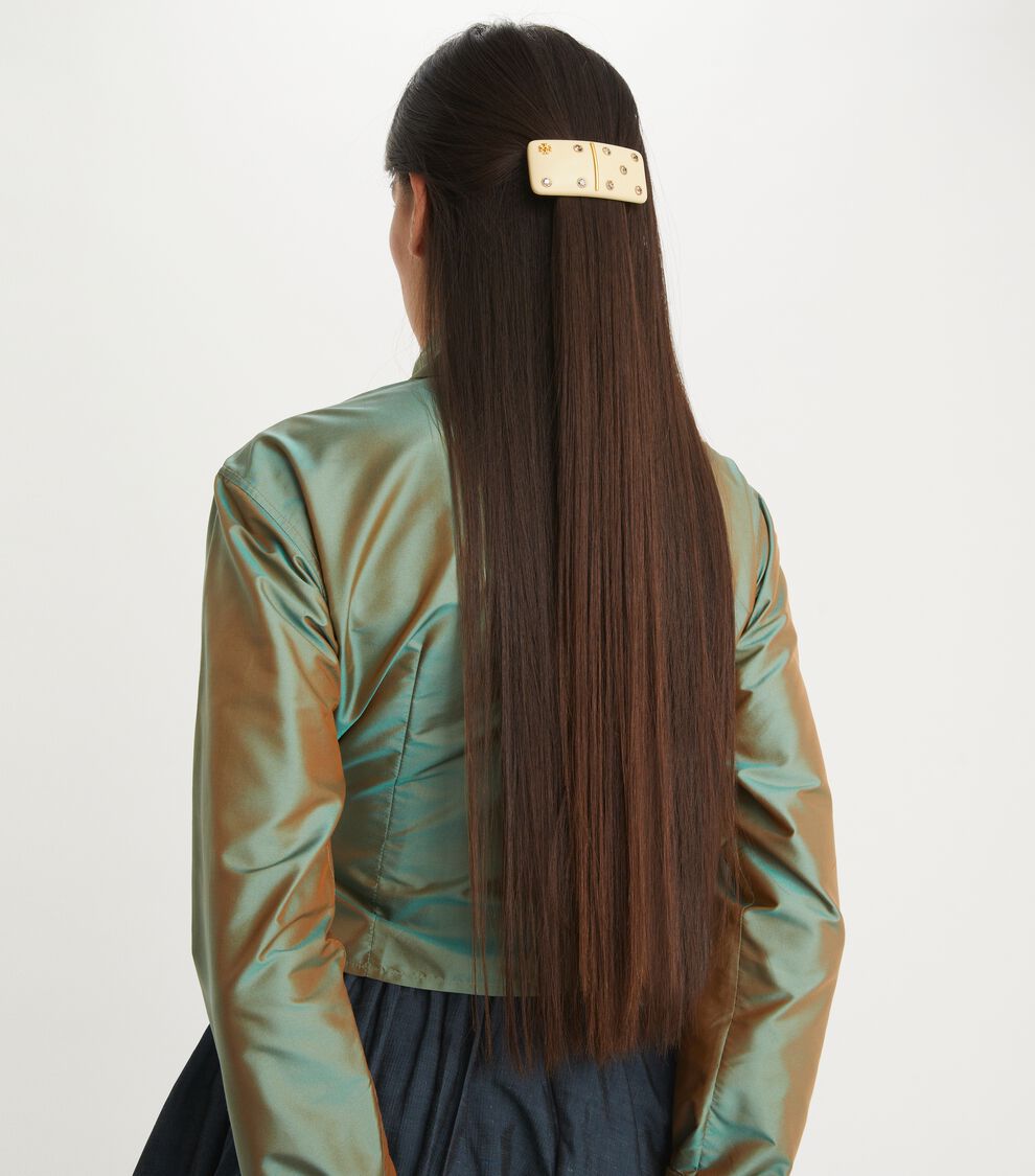 Kira Domino Barrette, Rolled Brass / Ivory | Tory Burch KSA display picture 1