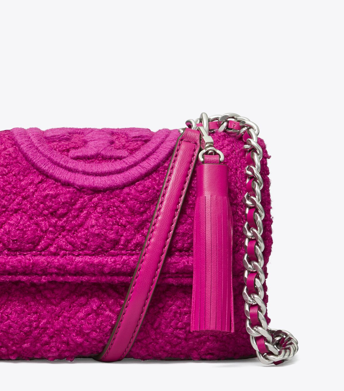 Small Fleming Bouclé Convertible Shoulder Bag tory burch small fleming boucl convertible shoulder bag