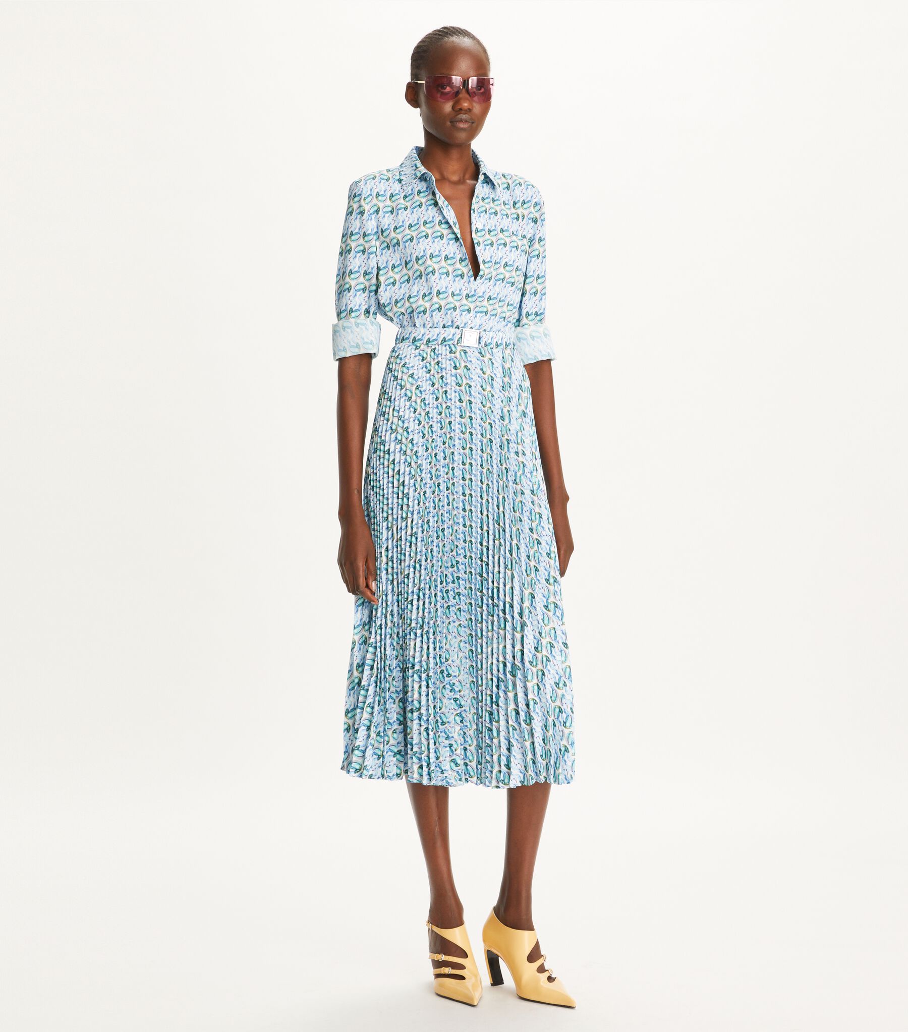 tory burch cotton twill dress Tory Burch Women's Short-Sleeve Pleated Golf Dress in Stone, size 2