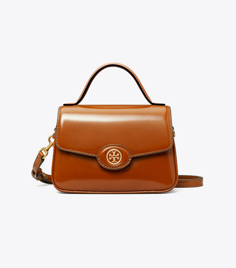 Small Robinson Spazzolato Top-Handle Bag, Dark Sienna Tory Burch KSA