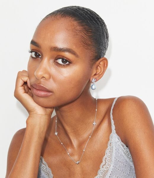 tory burch moondance pearl and pav  drop earrings