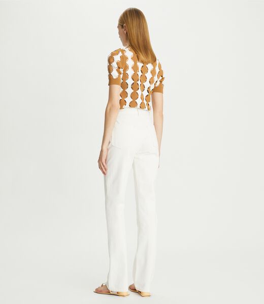 tory burch mid rise slim straight jean