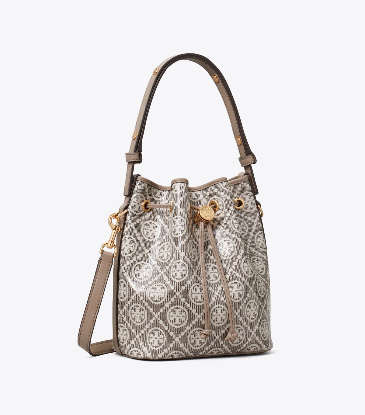 tory burch t monogram coated jacquard bucket bag