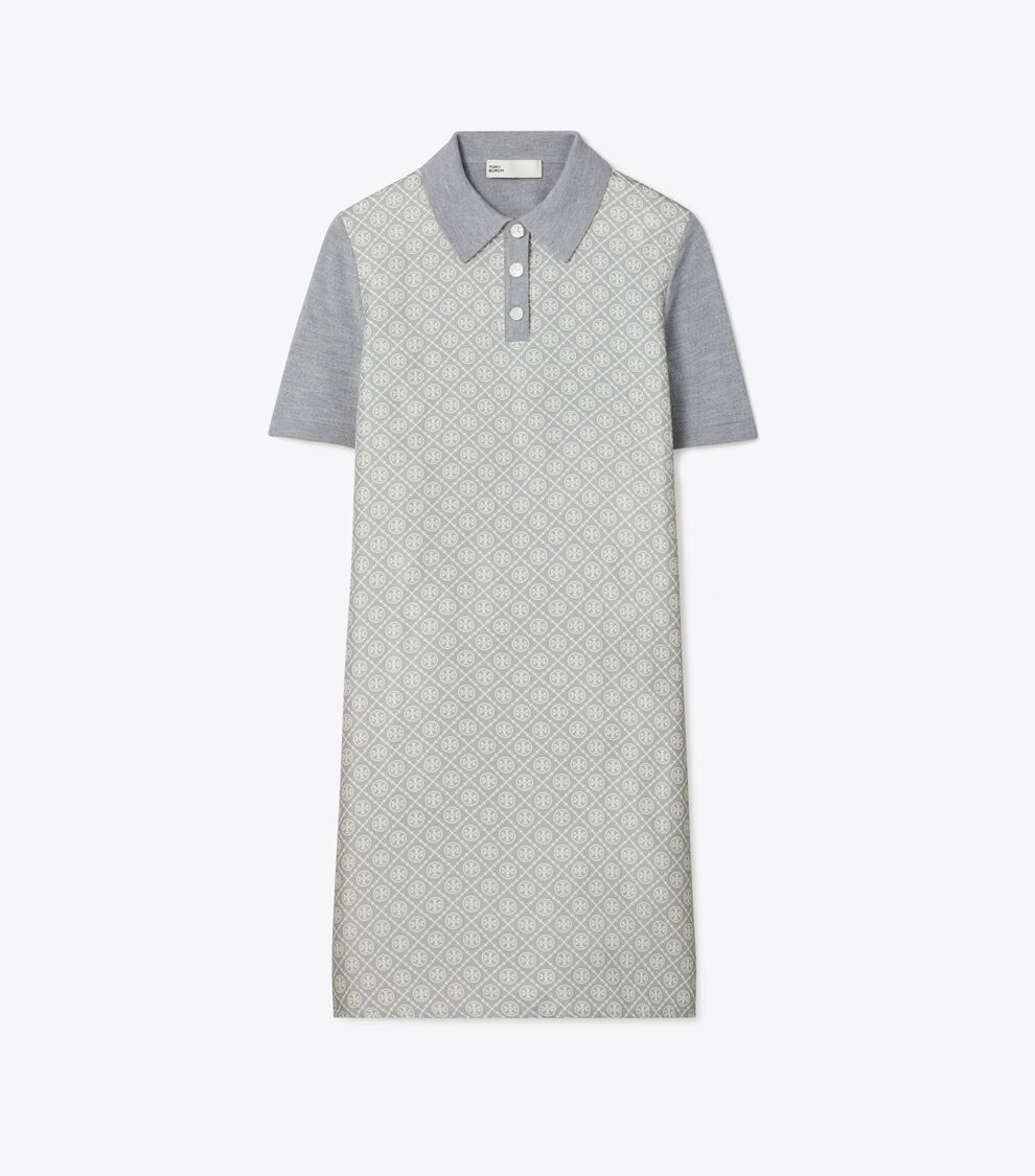 tory burch printed silk polo dress Tory Burch Women's Printed Mesh Polo Dress in Neutral Pool, size XS
