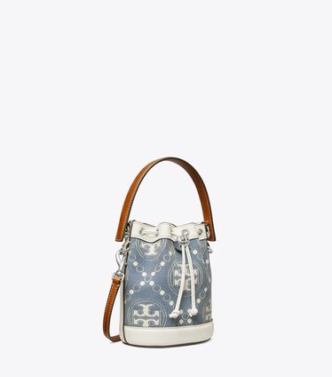 Mini T Monogram Denim Bucket Bag