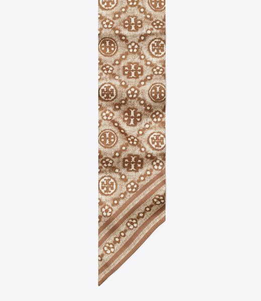 tory burch t monogram silk ribbon tie