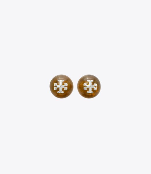 tory burch resin logo stud earring