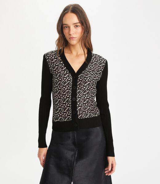 tory burch silk front wool cardigan
