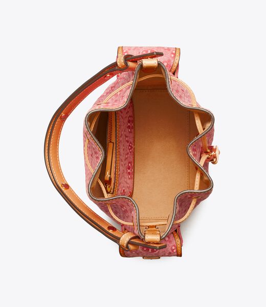 tory burch t monogram denim bucket bag