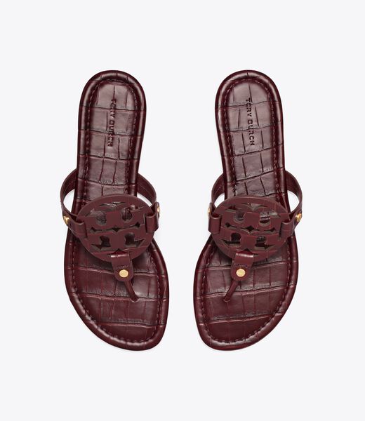 tory burch miller croc embossed leather sandal