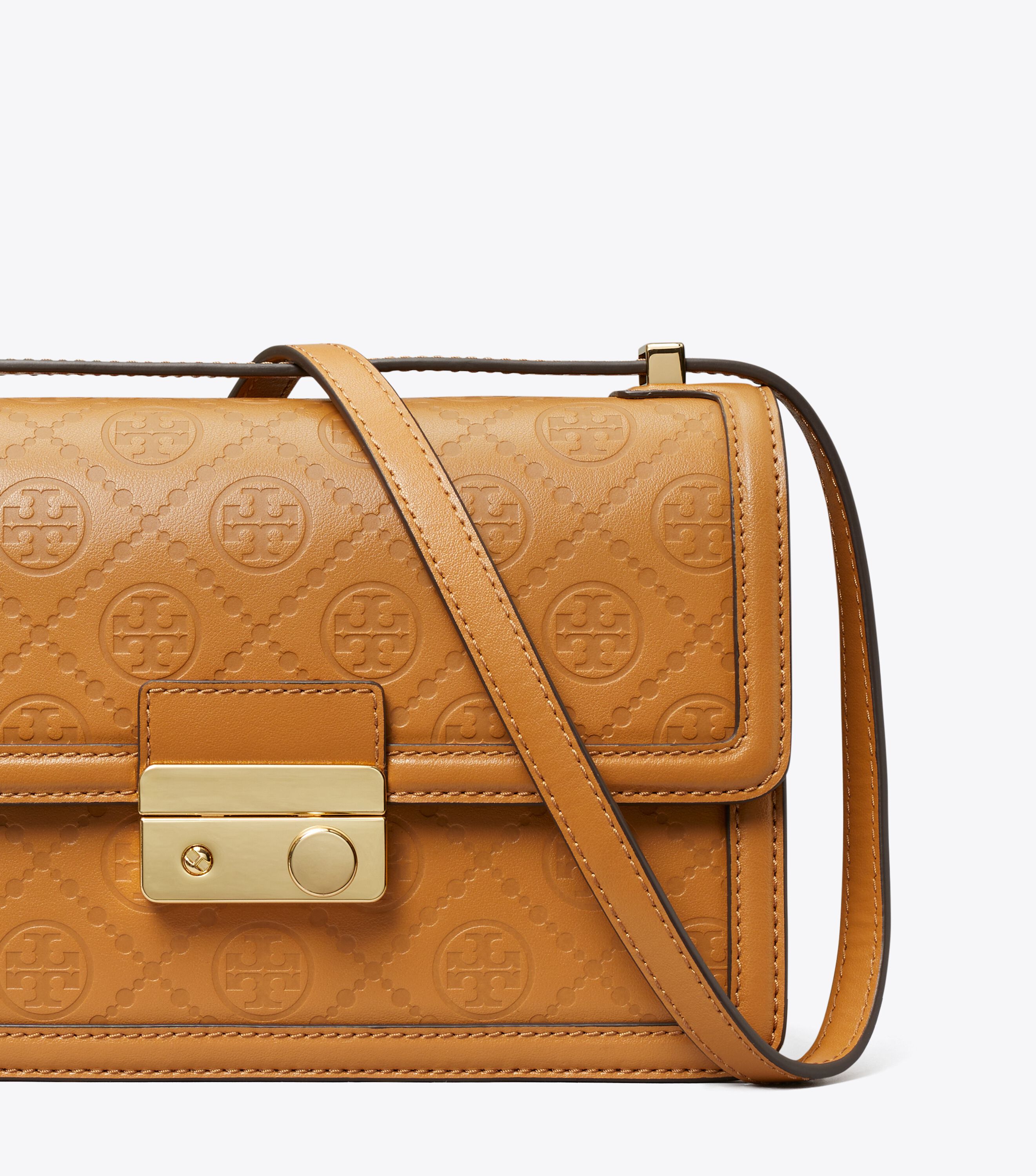 T Monogram Leather Shoulder Bag