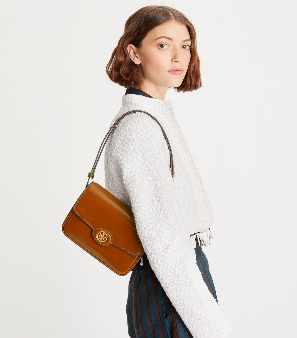 Robinson Spazzolato Convertible Shoulder Bag, Dark Sienna Tory