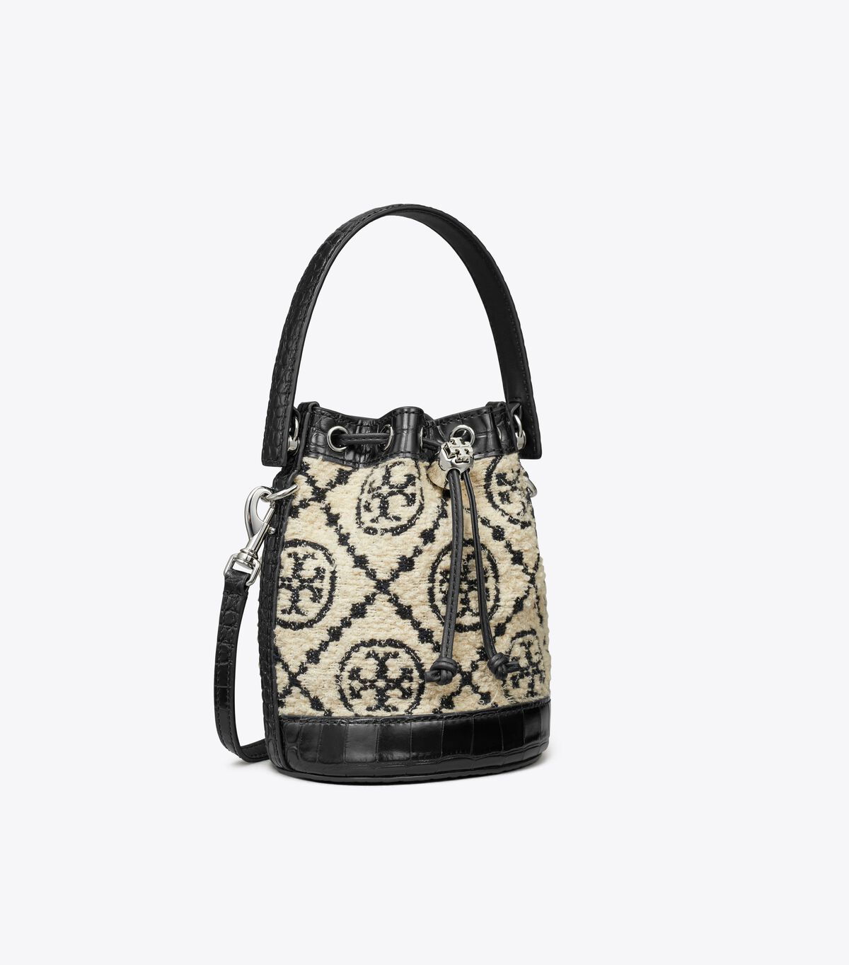 tory burch t monogram boucl mini bucket bag