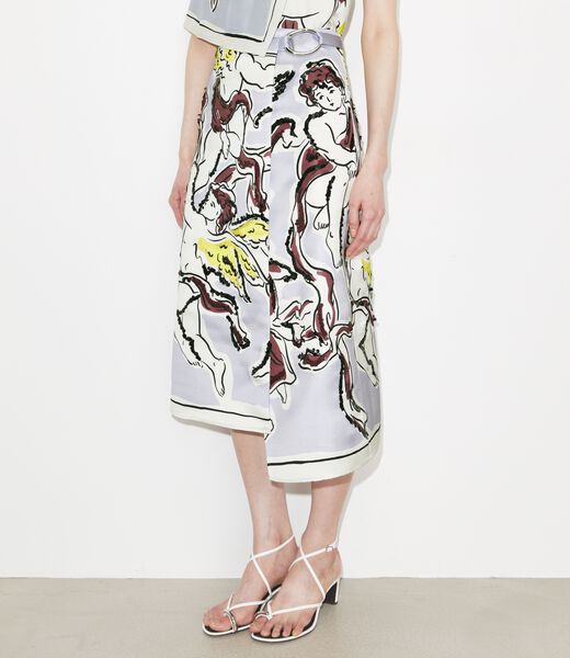 tory burch printed satin skirt