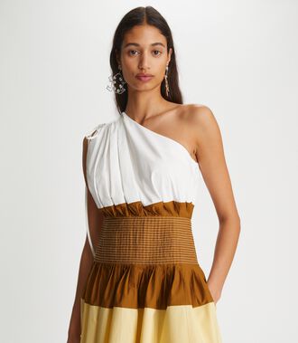 Color-Block One-Shoulder Dress | Ready-To-Wear | Tory Burch