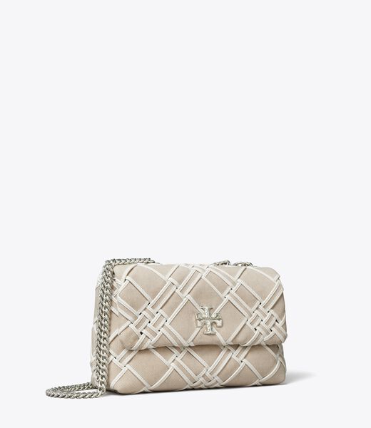 tory burch small kira woven canvas convertible shoulder bag