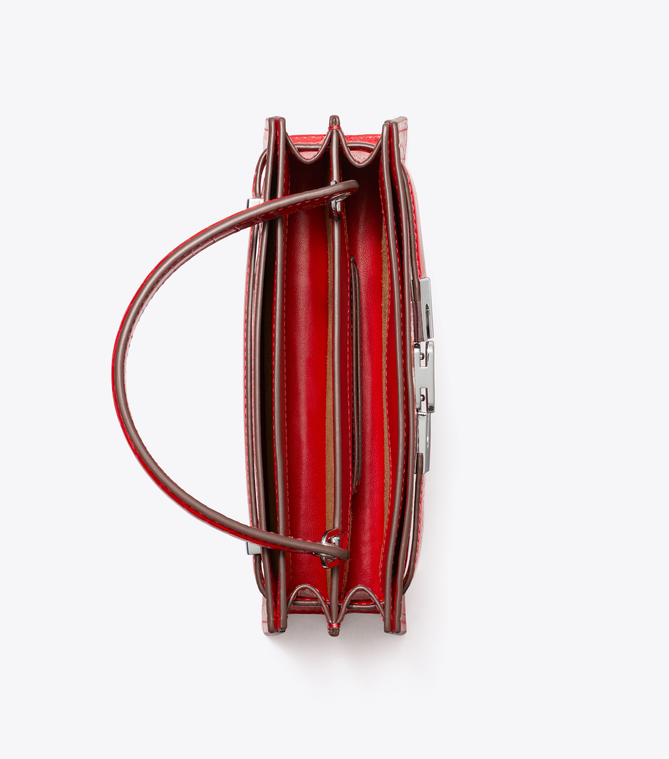 Mini Lee Radziwill Croc-Embossed Top-Handle Bag, Red Sky | Tory