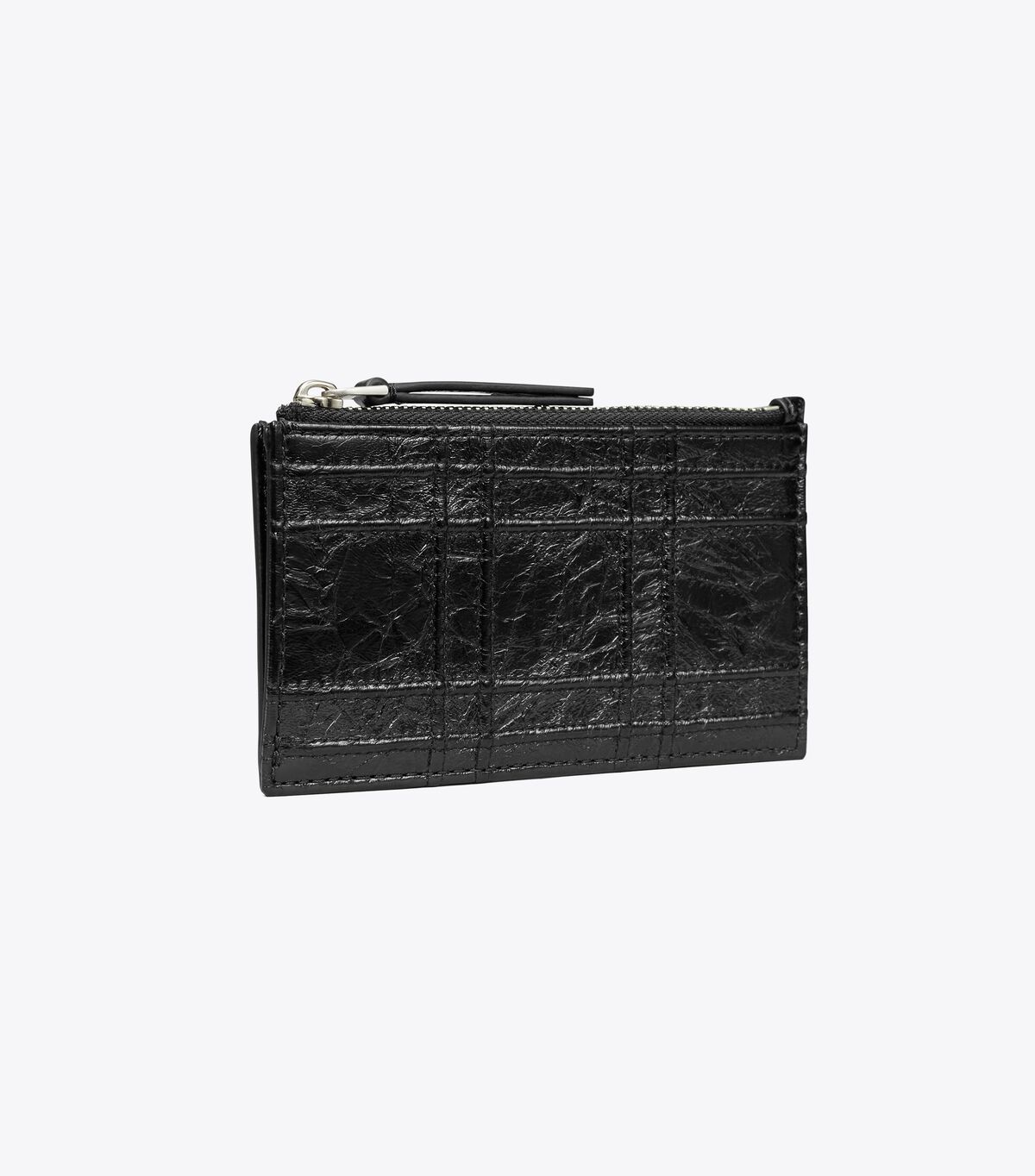 tory burch fleming soft metallic square quilt zip card case