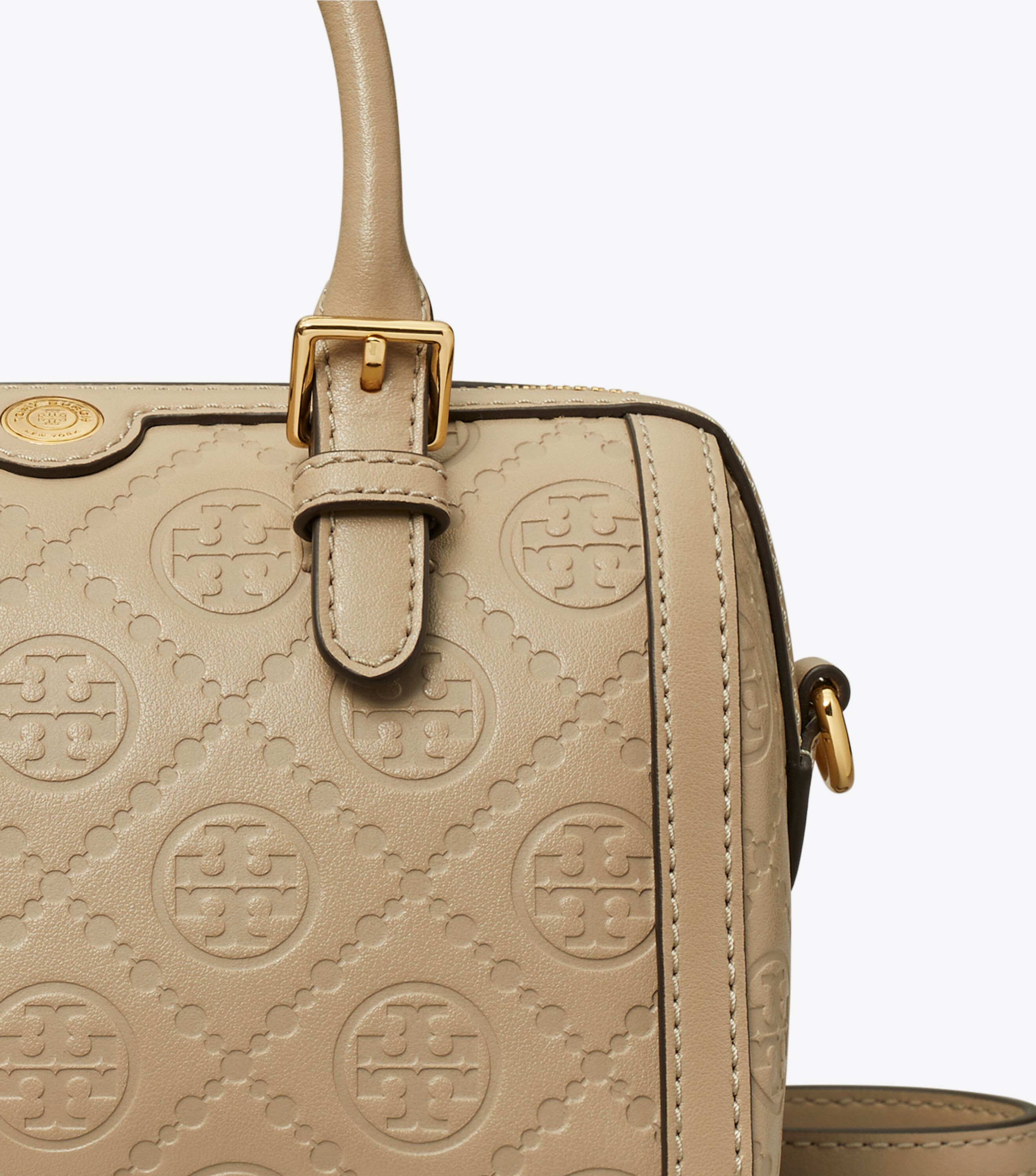 Petite T Monogram Leather Barrel Bag