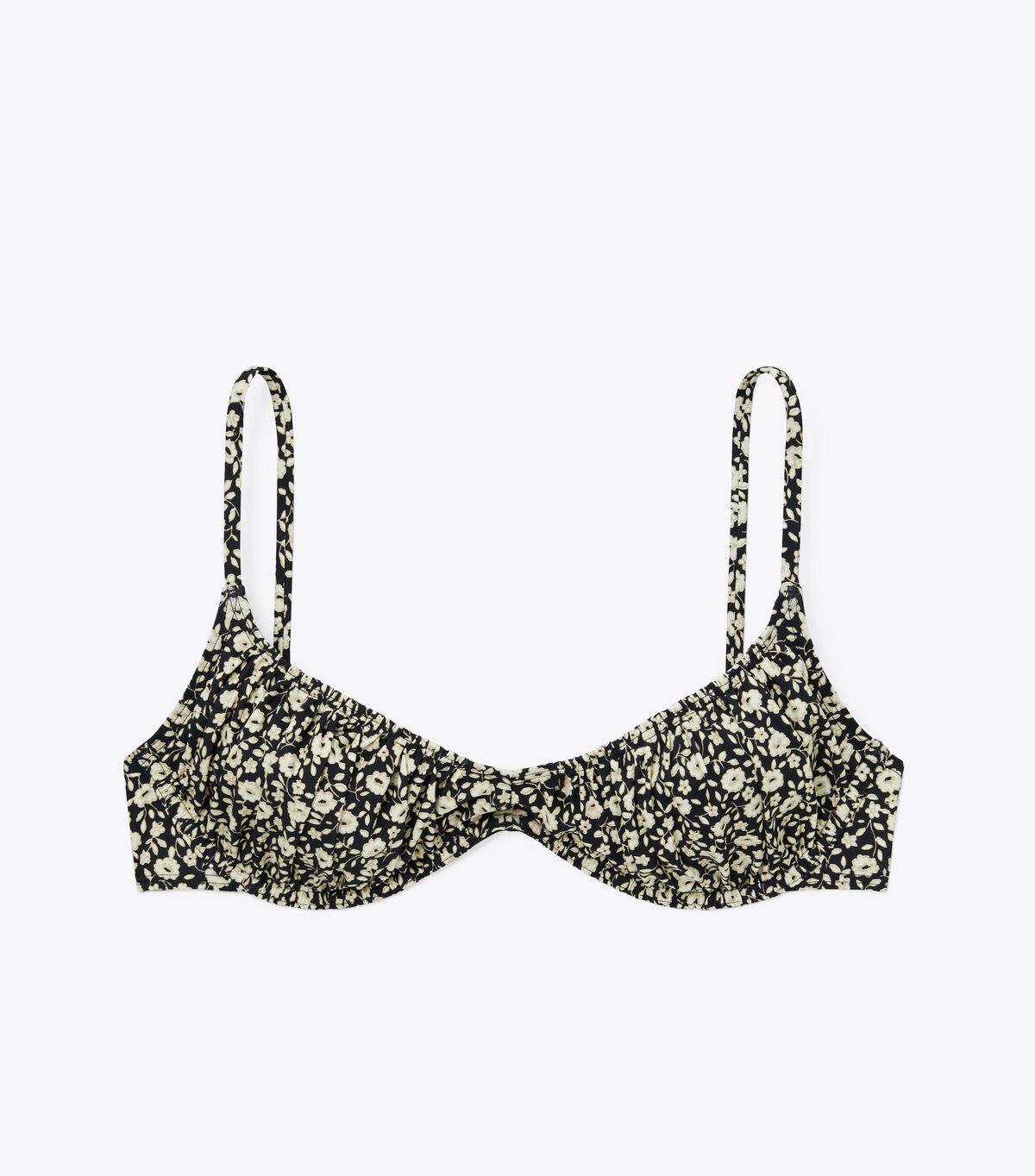 tory burch printed shirred underwire bikini top