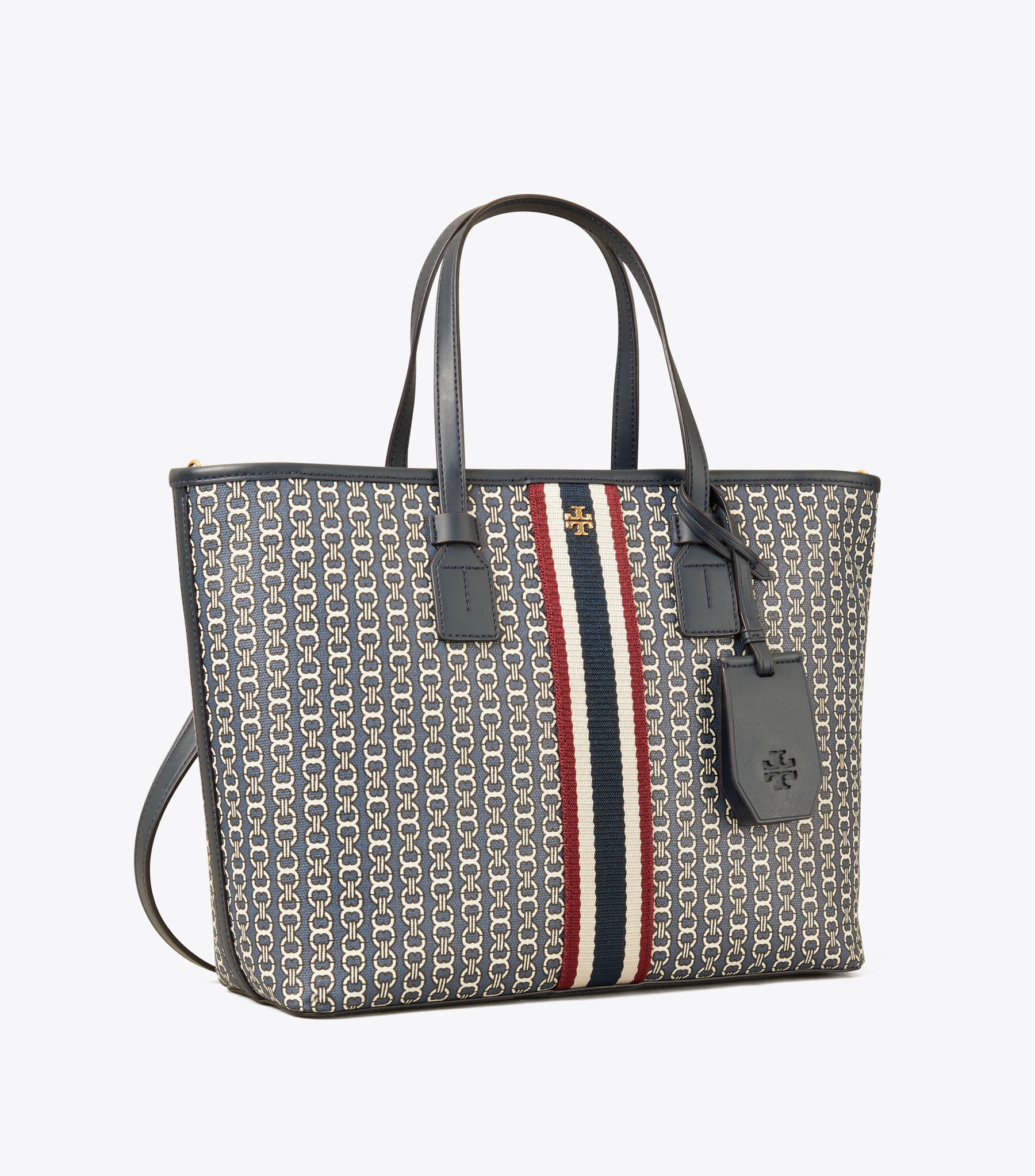 Gemini Link Canvas Small Top-Zip Tote Bag, Tory Navy Gemini Link 