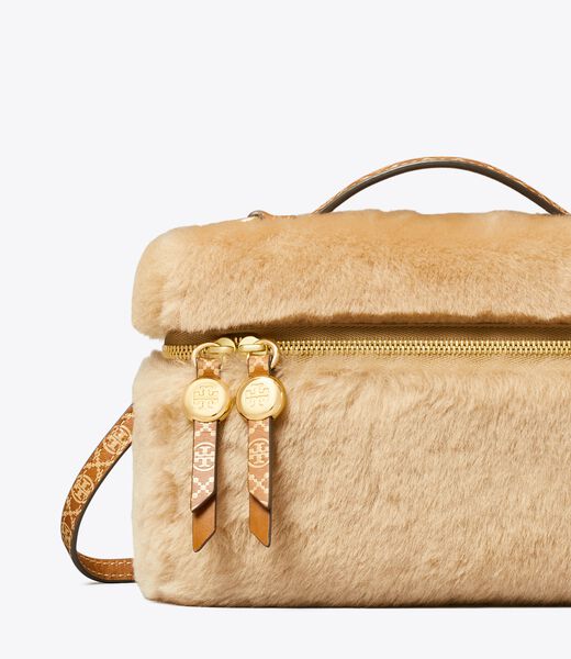 tory burch romy shearling slim top handle bag