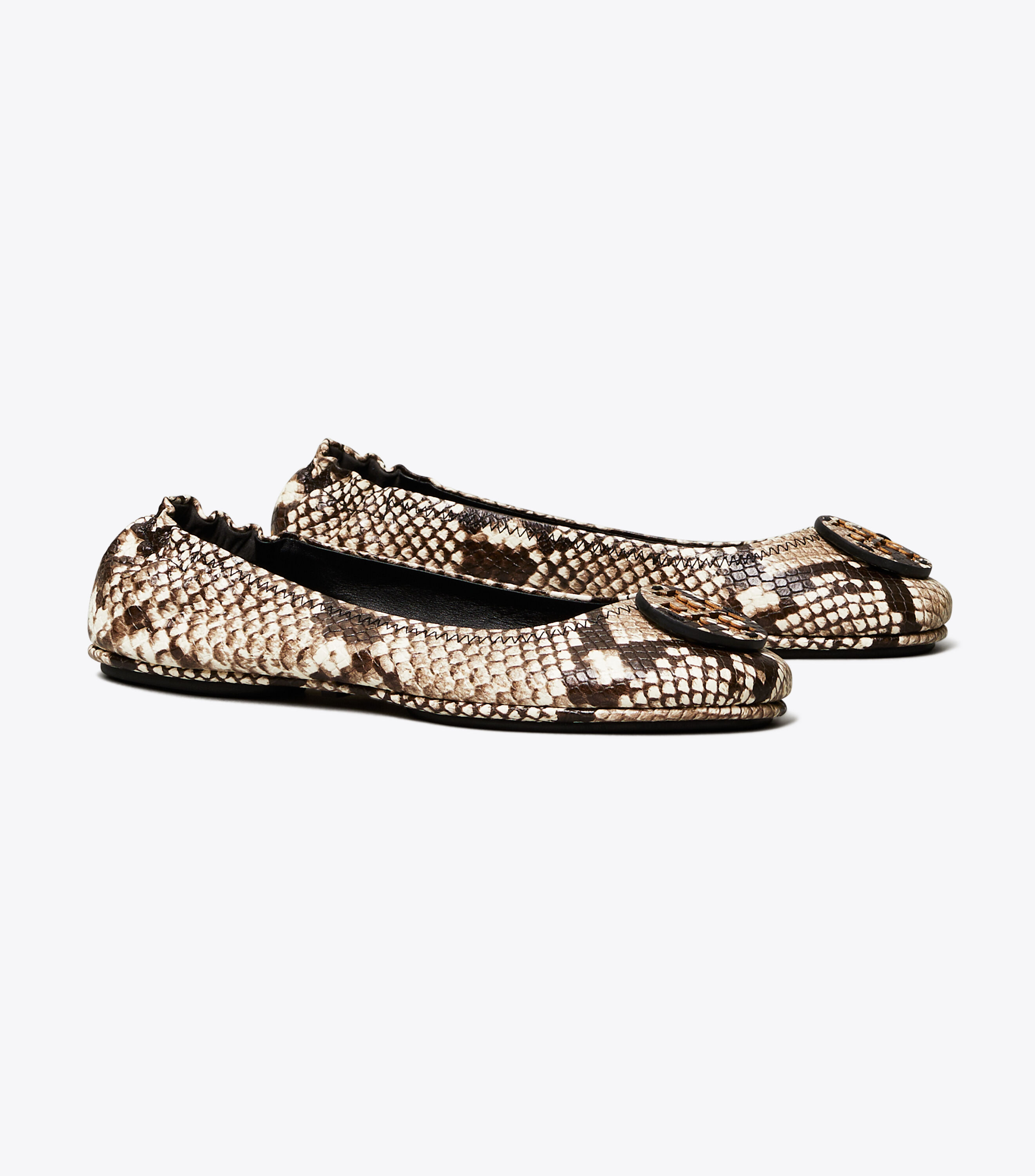 Tory burch minnie travel ballet flat embossed hot sale leather