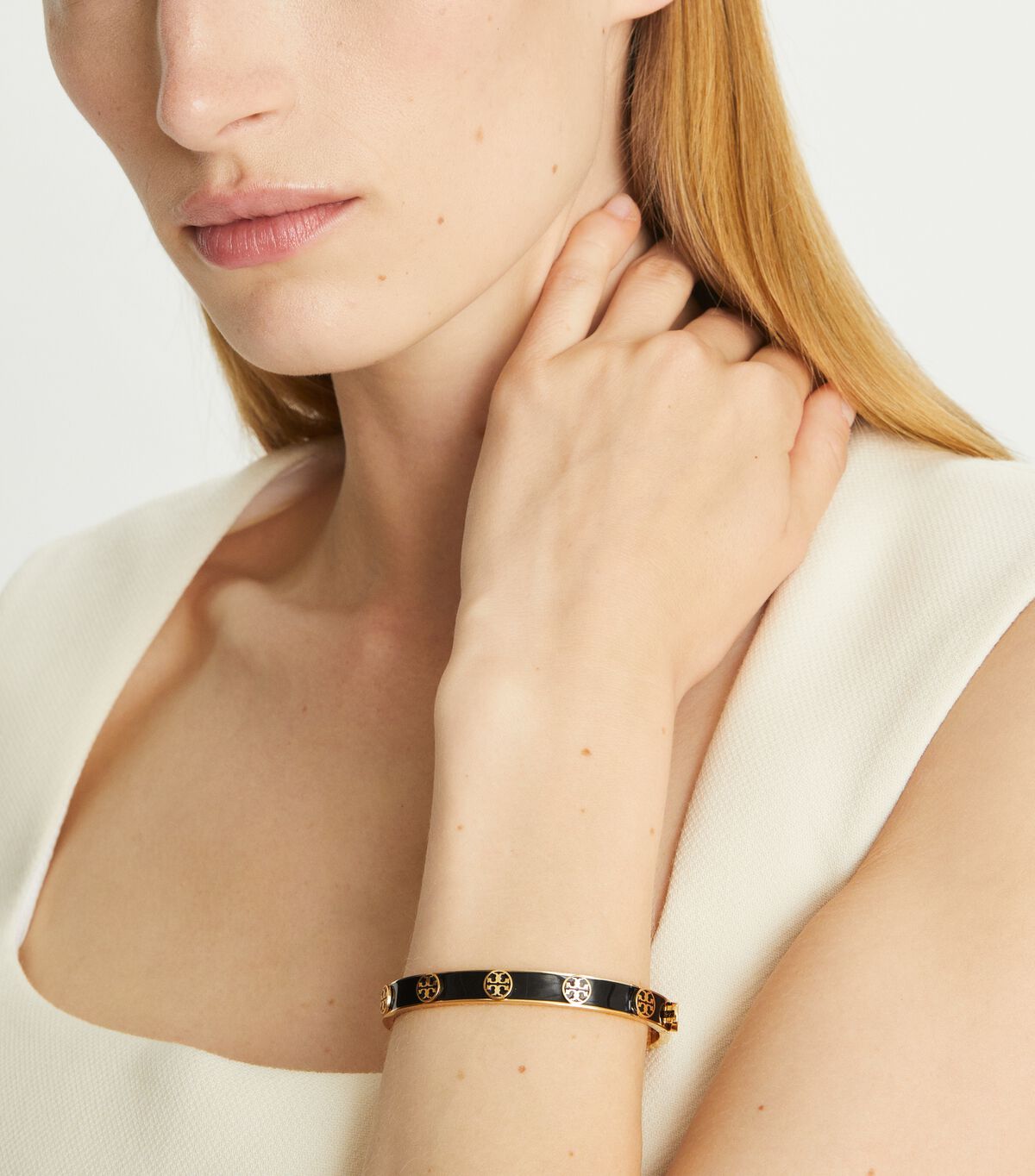 tory burch miller stud enamel hinged bracelet