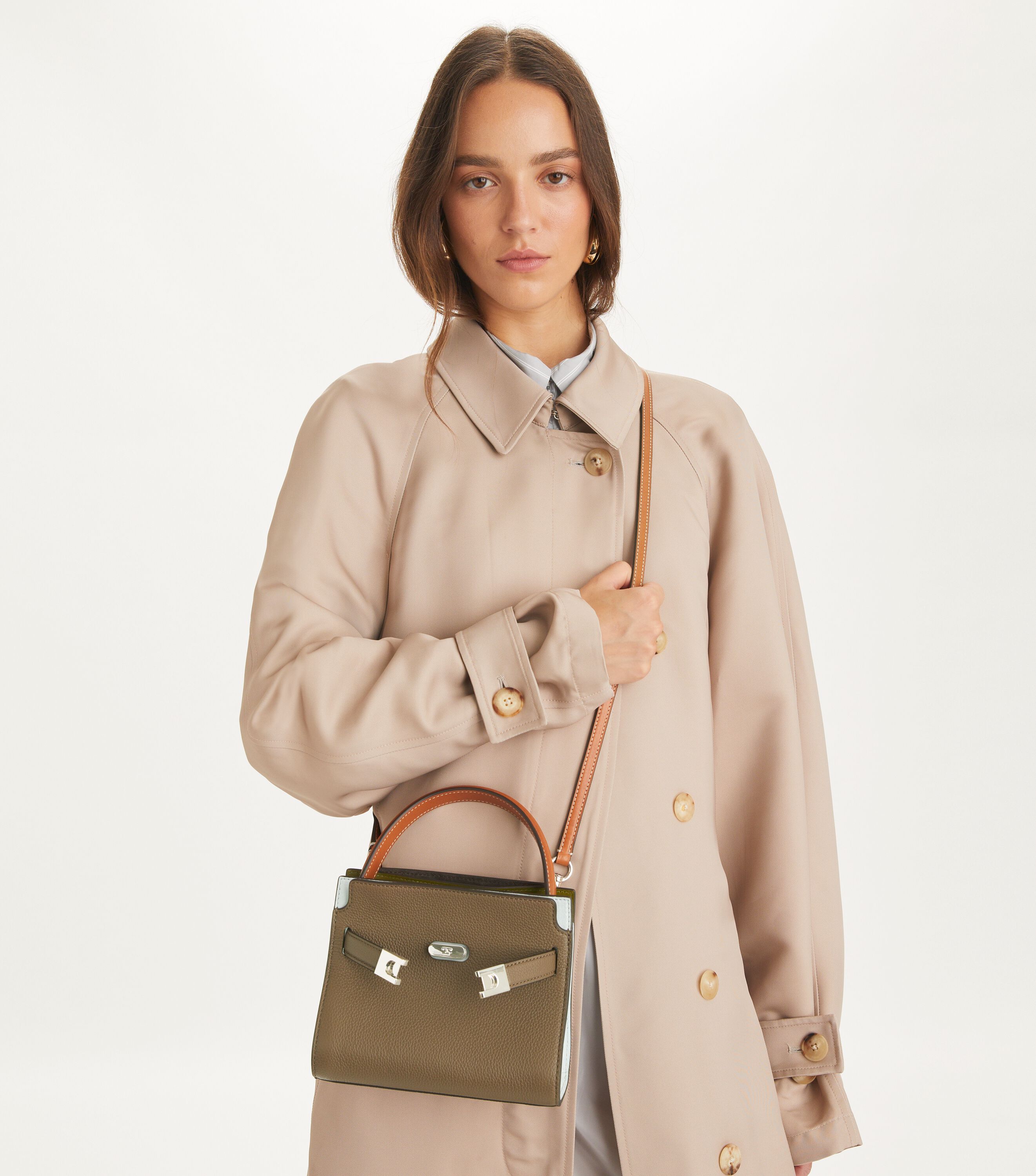 Petite Lee Radziwill Colorblock Pebbled Double Bag, Wild