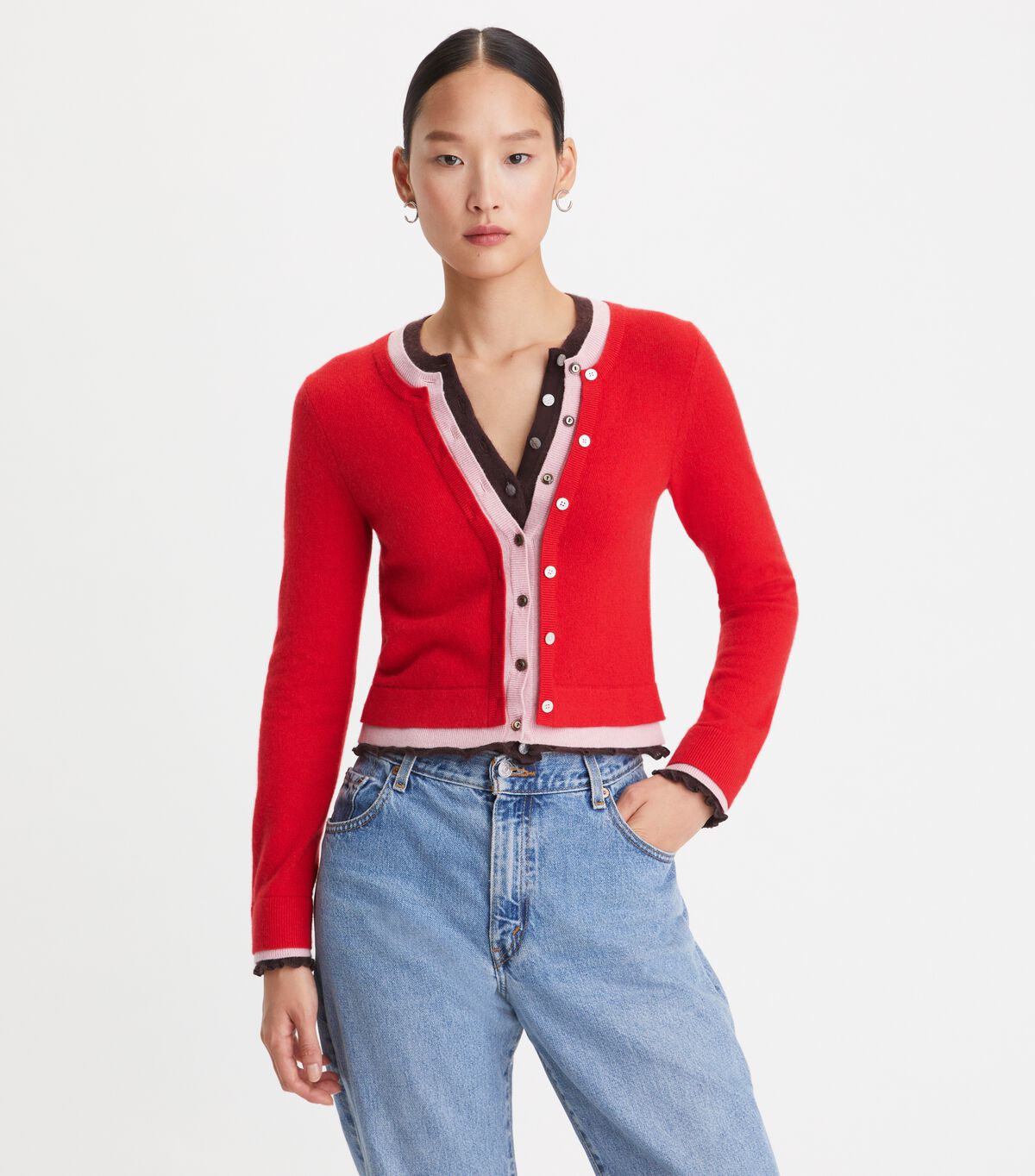 tory burch triple layer cashmere cardigan