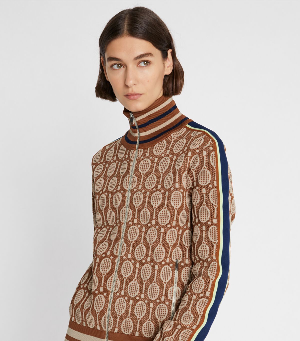 tory burch tech knit jacquard jacket