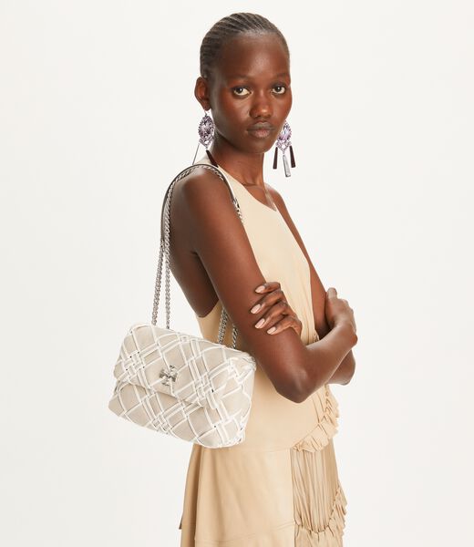 tory burch small kira woven canvas convertible shoulder bag